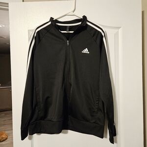 Adidas Black and White Zip-Up Jacket